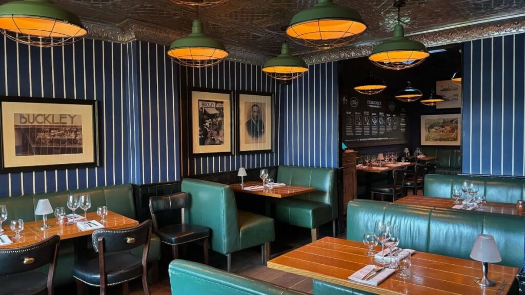 Classic dining booths at FX Buckley’s Pembroke Street the ideal setting for Christmas lunch in Dublin