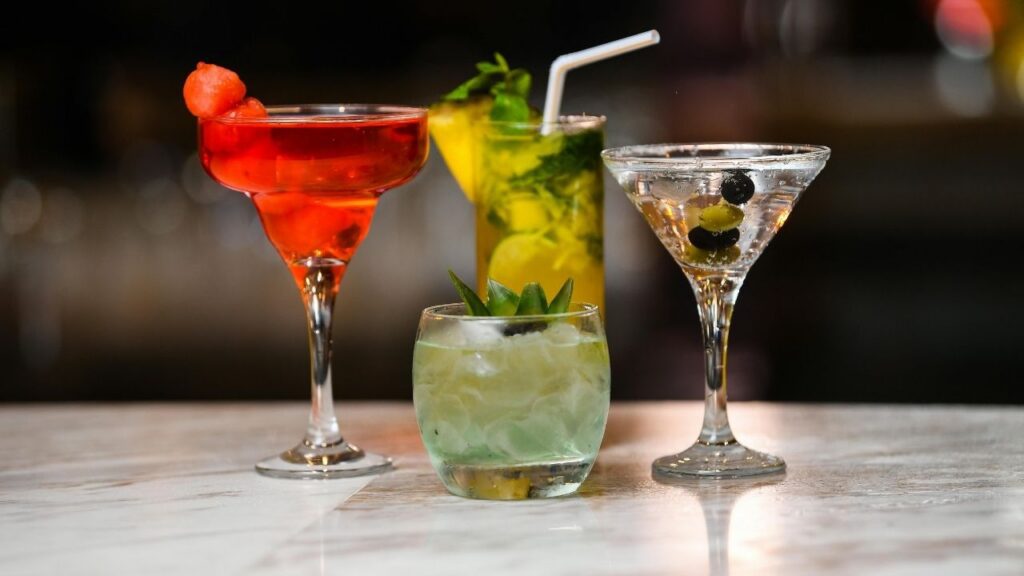 Selection of colourful cocktails served at one of the best cocktail bars in Dublin city centre