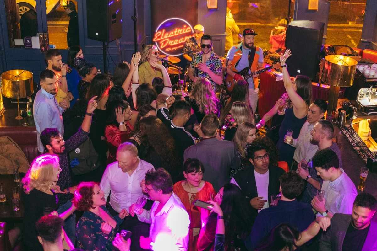 Christmas party nights in Dublin - crowd dancing to live entertainment