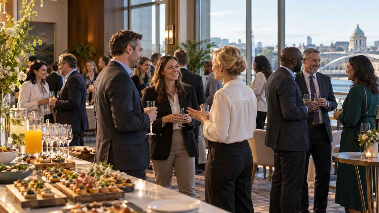 Corporate networking reception in Dublin with catering and business guests