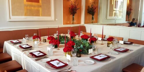 Festive private dining table setup at Bang Restaurant, a popular venue for Christmas lunch in Dublin