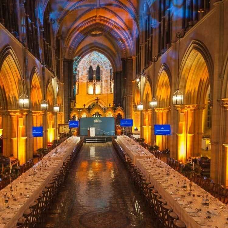 Christ Church Cathedral main hall set up for a corporate Christmas event in Dublin