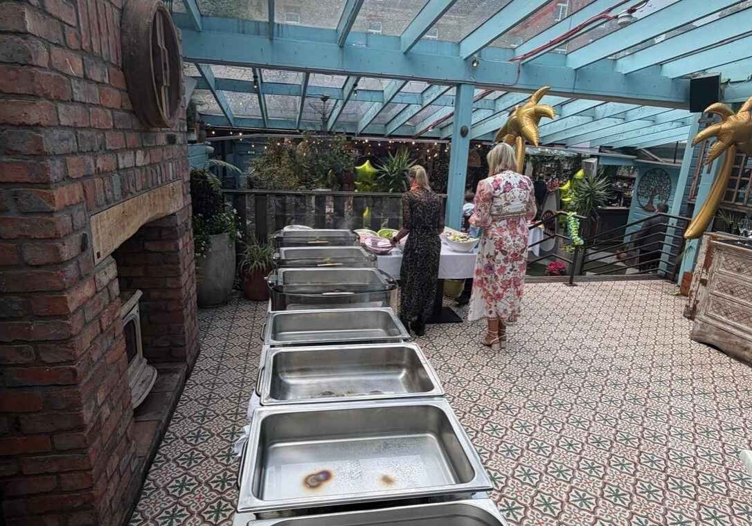 corporate summer party food service setup