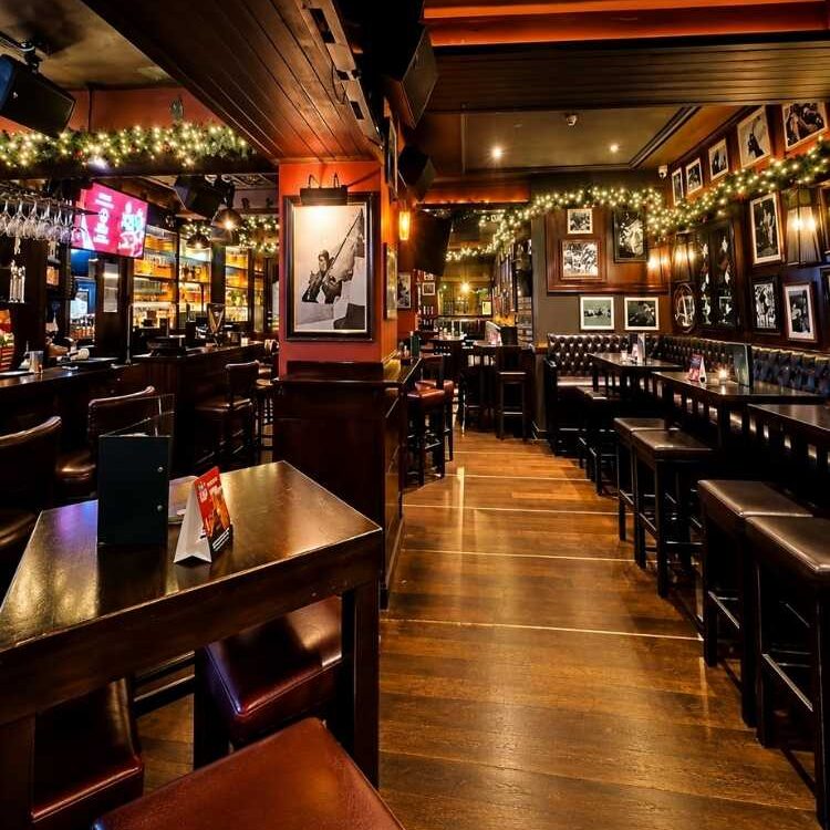 Interior of McSorley's Ranelagh in Dublin 6, a popular pub and Christmas party venue offering private hire, drinks and live entertainment.